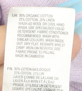 White Stuff Women's Purple V-Neck Cotton Linen Jumper Size 10