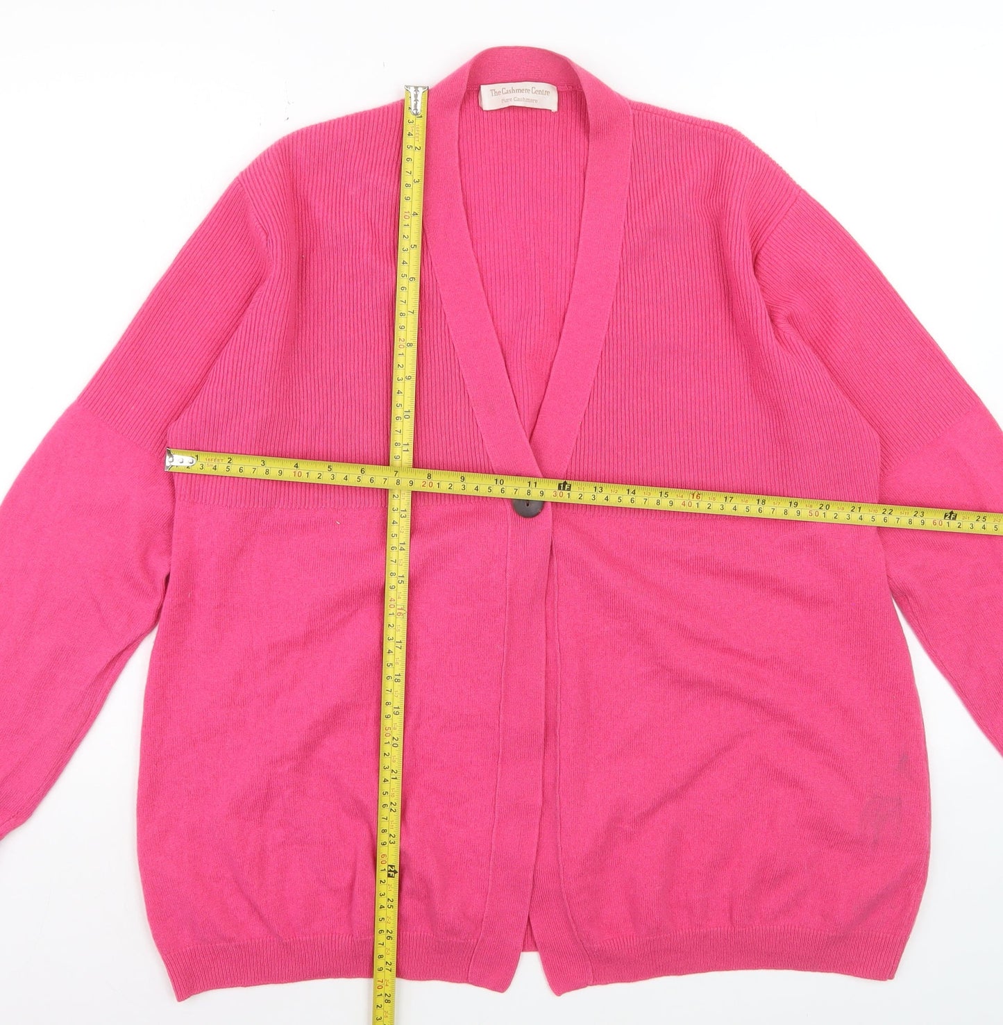 The Cashmere Centre Women’s Pink 2XL V-Neck Pure Cashmere Cardigan