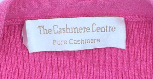 The Cashmere Centre Women’s Pink 2XL V-Neck Pure Cashmere Cardigan