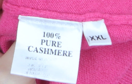 The Cashmere Centre Women’s Pink 2XL V-Neck Pure Cashmere Cardigan