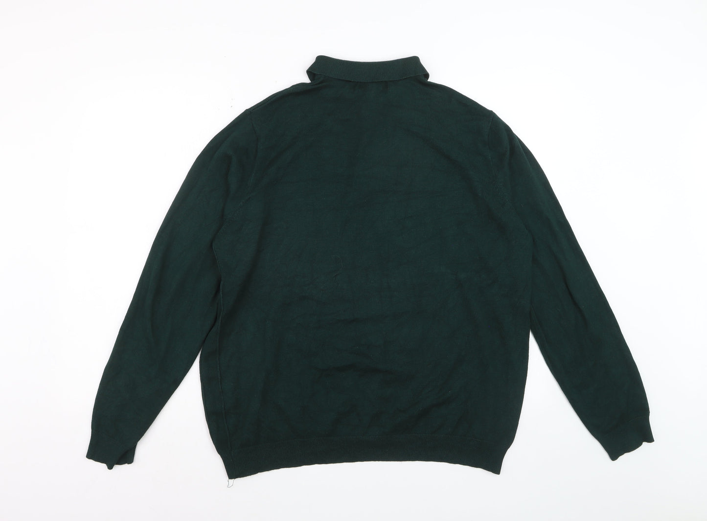 River Island Men's Green Long Sleeve Knit Polo Shirt XL