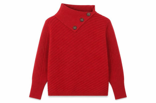 Front view of Roman Women Red, size 14, Wool Blend Button Neck Jumper