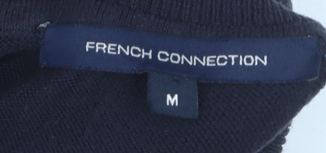 French Connection Women Black Knit Roll Neck A-Line Dress M