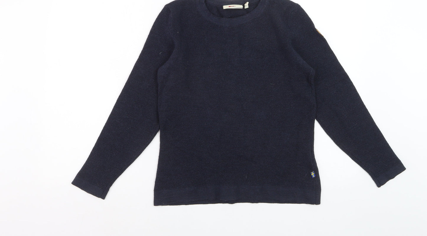 Fjällräven Women's Navy Wool Jumper Medium Crew Neck Long Sleeve