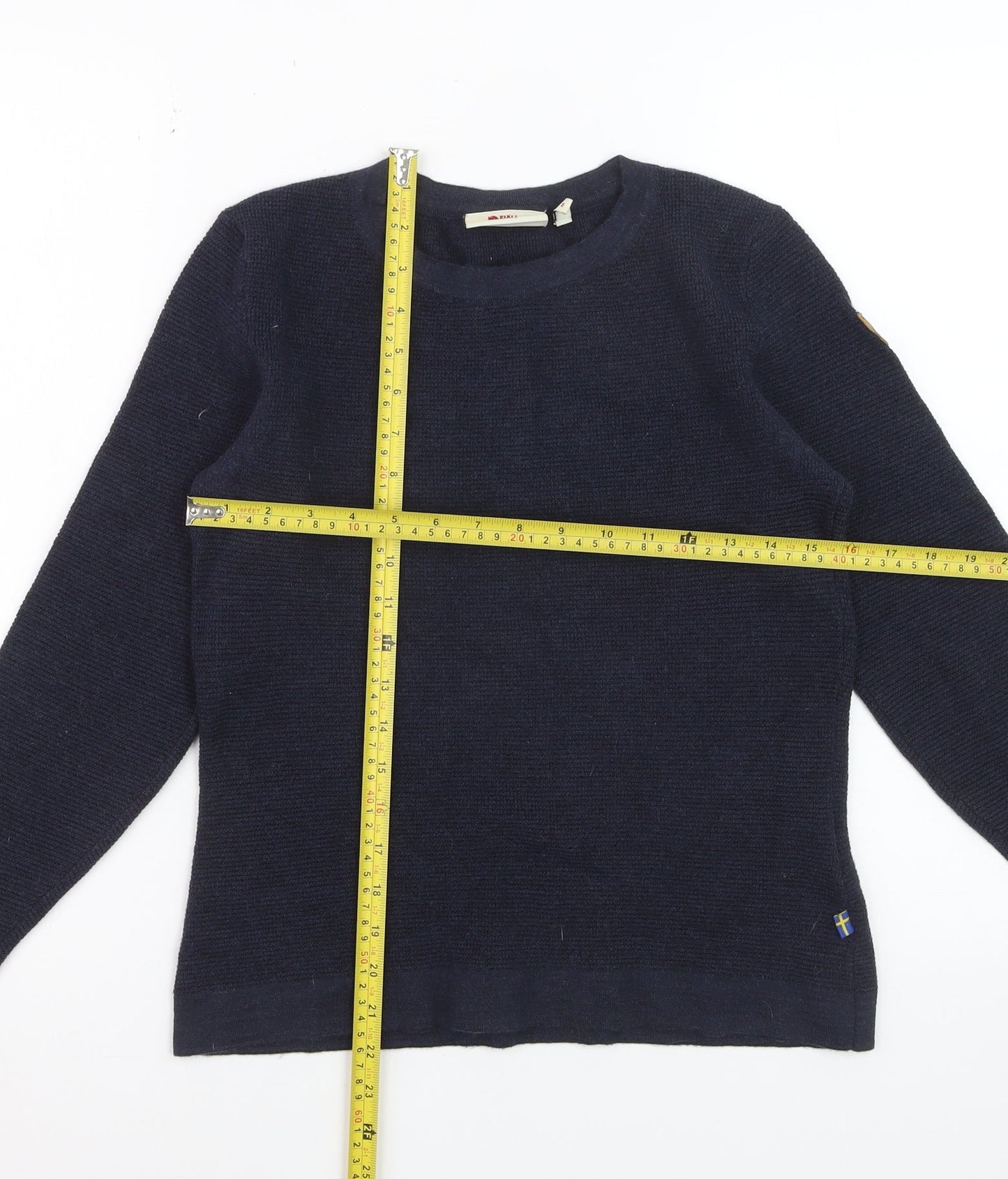 Fjällräven Women's Navy Wool Jumper Medium Crew Neck Long Sleeve