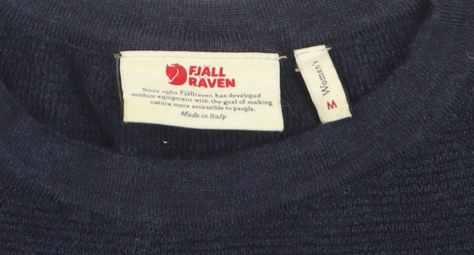 Fjällräven Women's Navy Wool Jumper Medium Crew Neck Long Sleeve