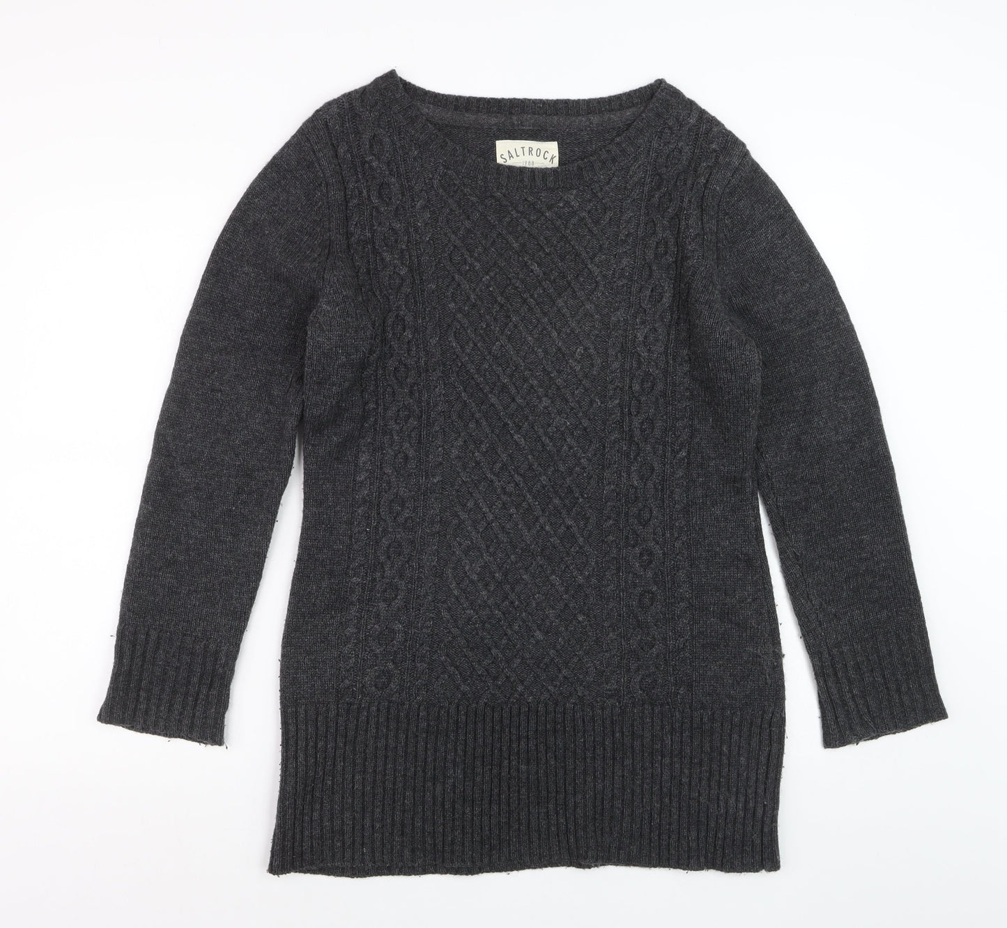 Saltrock Women's Grey Wool Blend Long Sleeve Jumper Dress Size 12