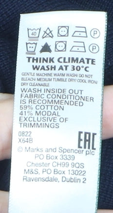 Marks and Spencer Men’s Blue 2XL Half Zip Cotton Modal Jumper