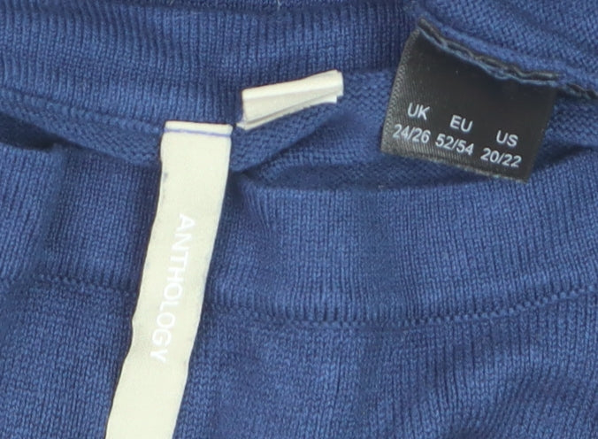 Anthology Women's Blue Plus Size 24/26 Asymmetrical Pullover Jumper