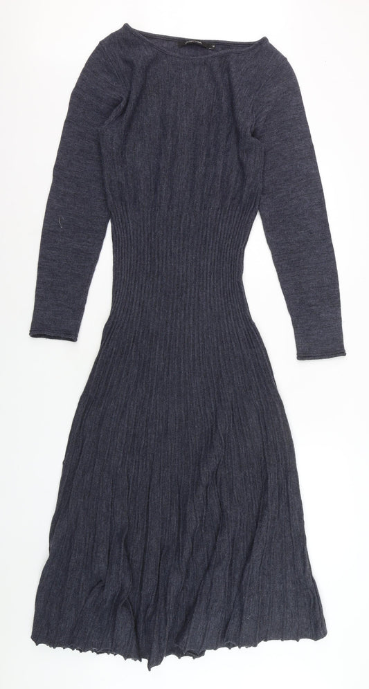 Lauren Vidal Womens Grey Knit Fit & Flare Dress Size M