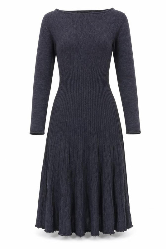 Lauren Vidal Womens Grey Knit Fit & Flare Dress Size M