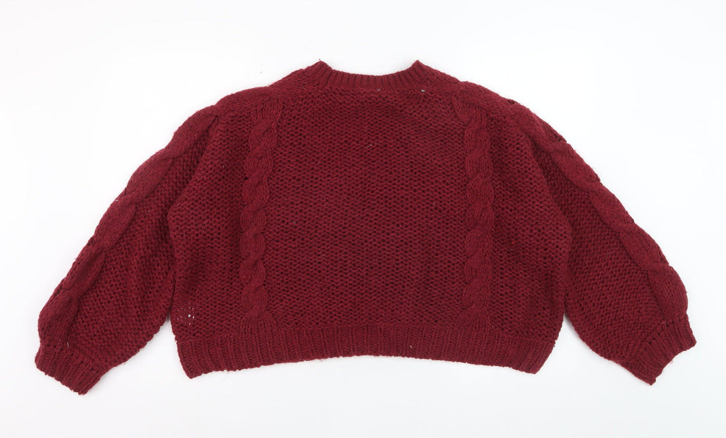 The Couture Club Womens Red Chunky Knit Cable Jumper Size S