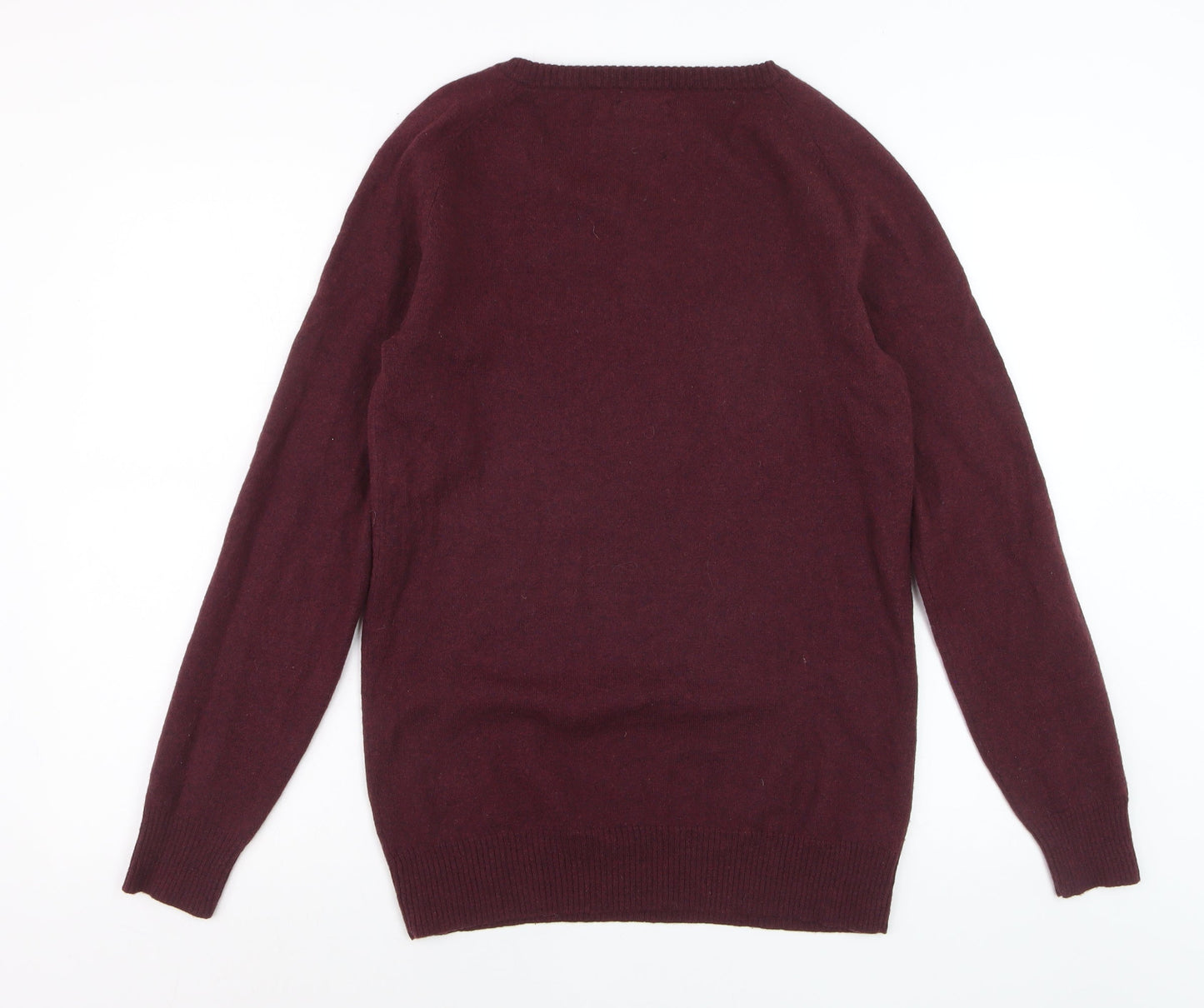 Howies Women Red Wool V-Neck Long Sleeve Pullover Jumper Size 14