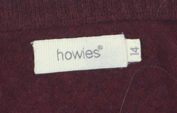 Howies Women Red Wool V-Neck Long Sleeve Pullover Jumper Size 14