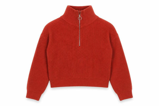 Urban Outfitters Women’s Red Half Zip Knit Jumper Size M Acrylic Cotton