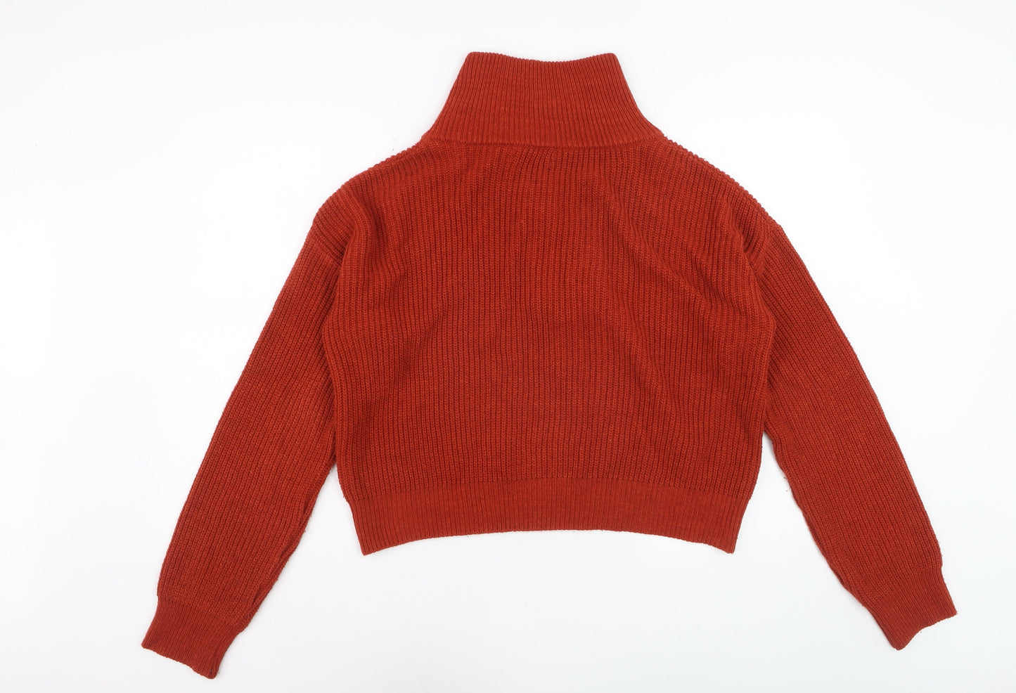 Urban Outfitters Women’s Red Half Zip Knit Jumper Size M Acrylic Cotton