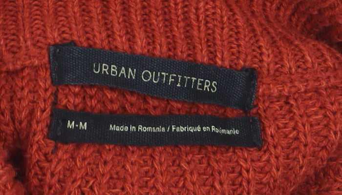 Urban Outfitters Women’s Red Half Zip Knit Jumper Size M Acrylic Cotton