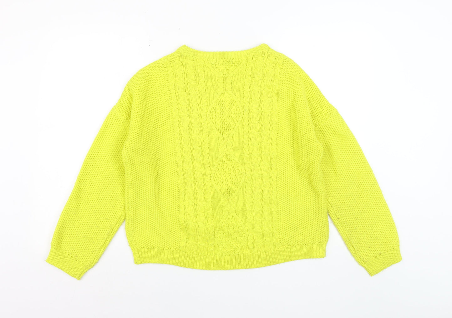 Brave Soul Women's Yellow Cable-Knit Acrylic Jumper Size S