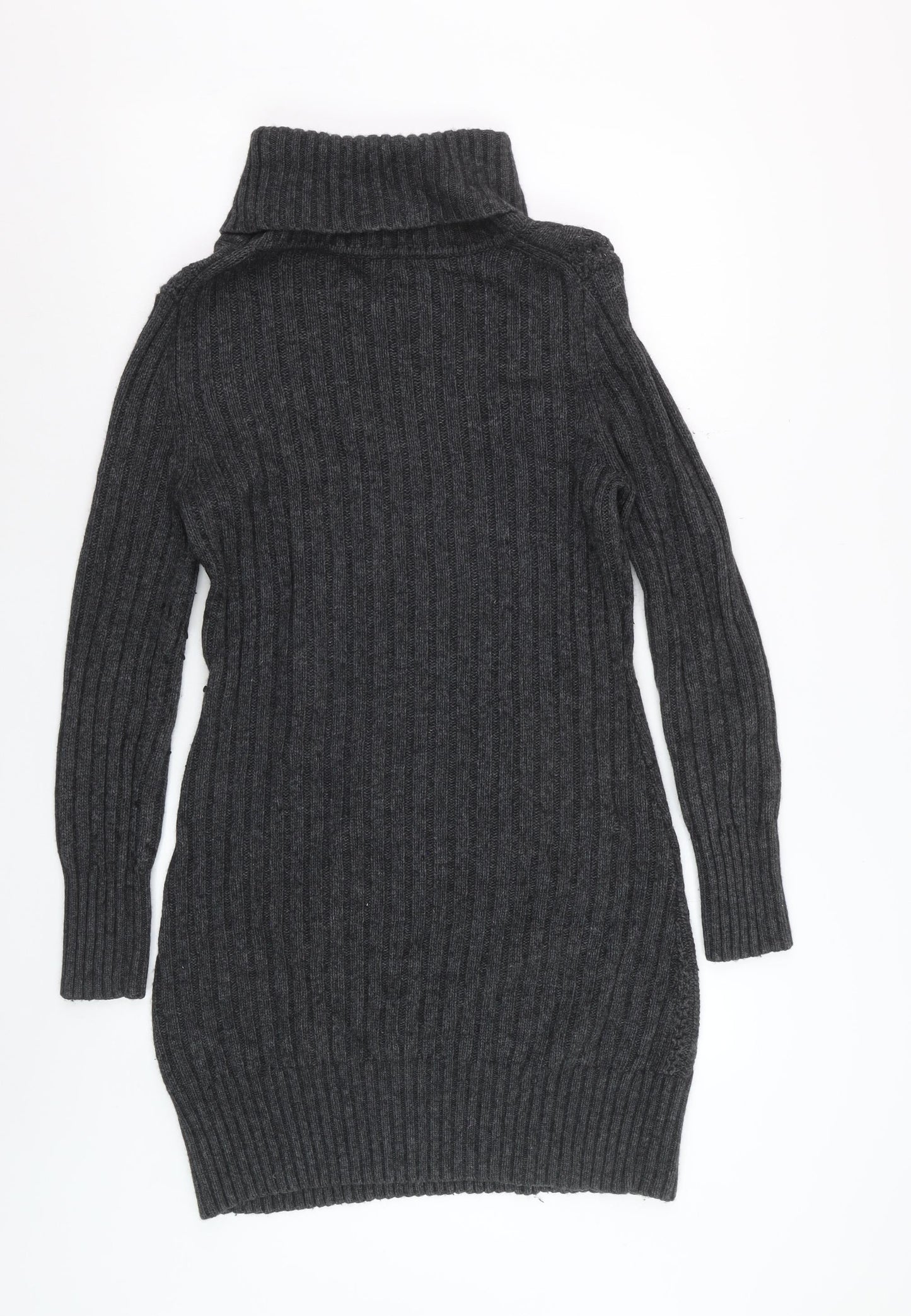 Hobbs Women’s Grey Long Sleeve Roll Neck Cable Knit Jumper Dress M