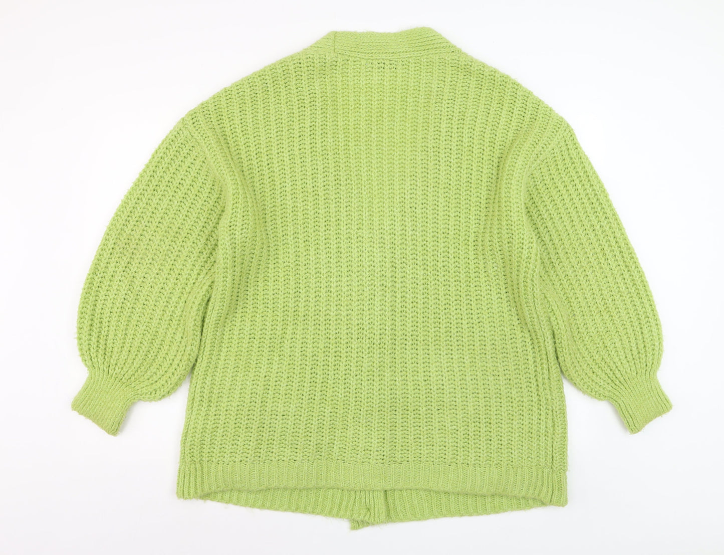 Stradivarius Womens Green Chunky Knit V-Neck Cardigan XS