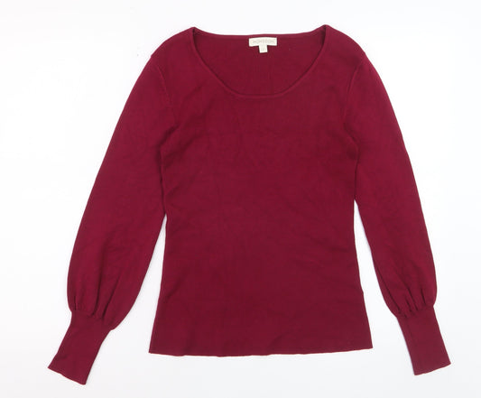 Monsoon Women's Red Scoop Neck Long Sleeve Pullover Jumper Size S