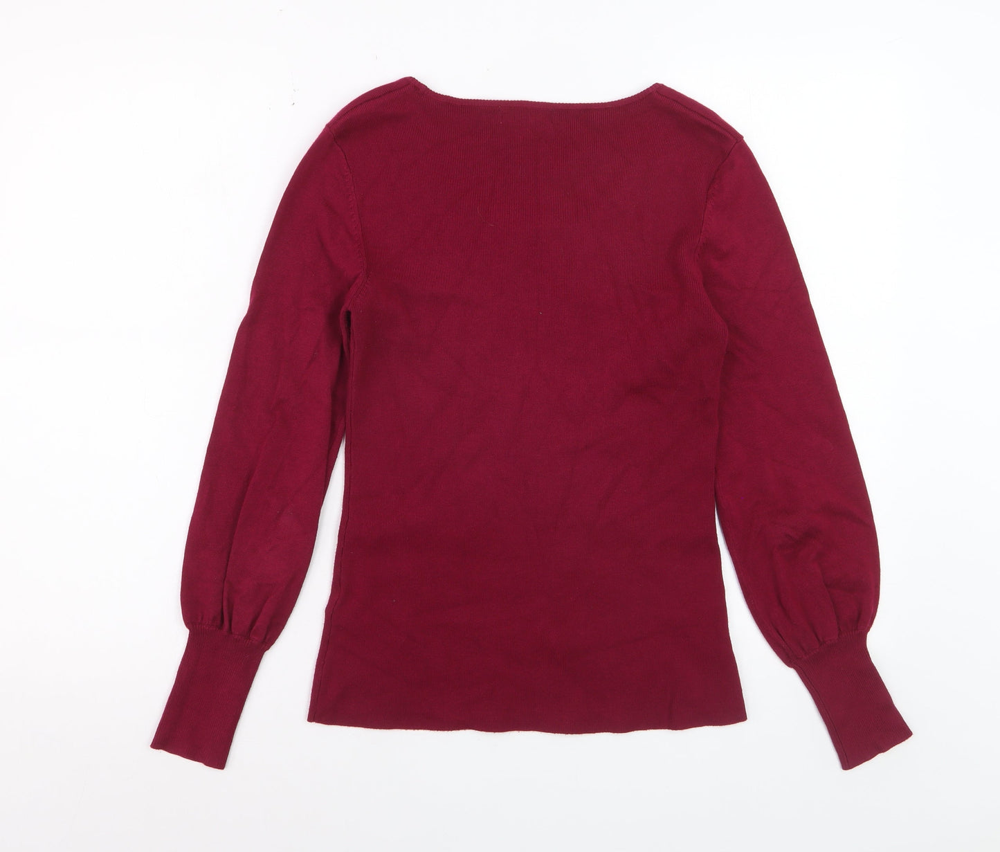Monsoon Women's Red Scoop Neck Long Sleeve Pullover Jumper Size S