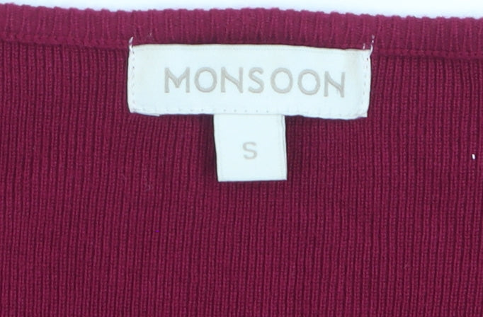 Monsoon Women's Red Scoop Neck Long Sleeve Pullover Jumper Size S