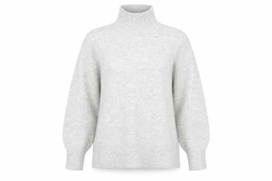 H&M Women Grey Mock Neck Long Sleeve Knit Jumper Size 14