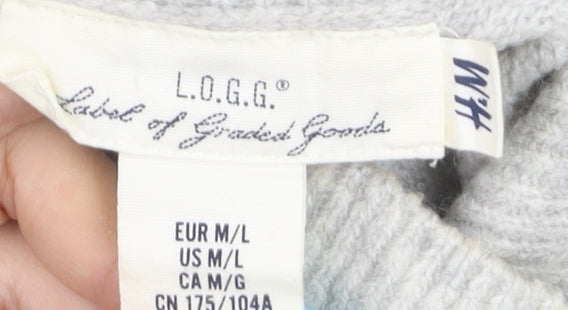 H&M Women Grey Mock Neck Long Sleeve Knit Jumper Size 14