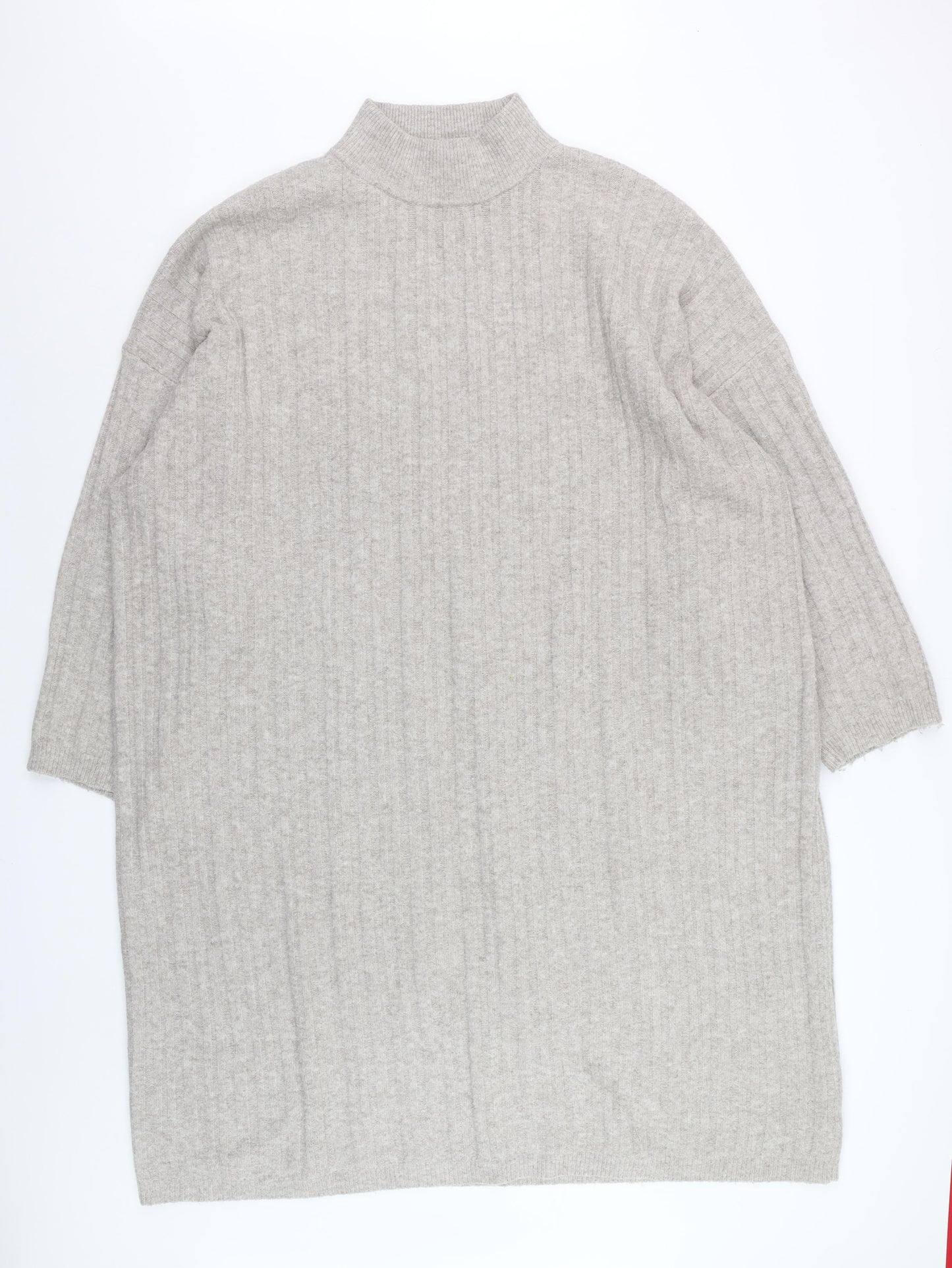 George Women Beige Plus 2XL Knit High Neck Sweater Dress