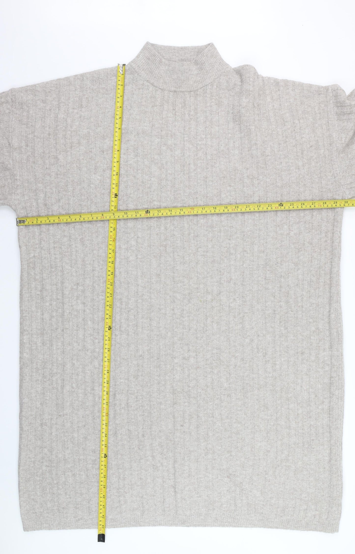 George Women Beige Plus 2XL Knit High Neck Sweater Dress
