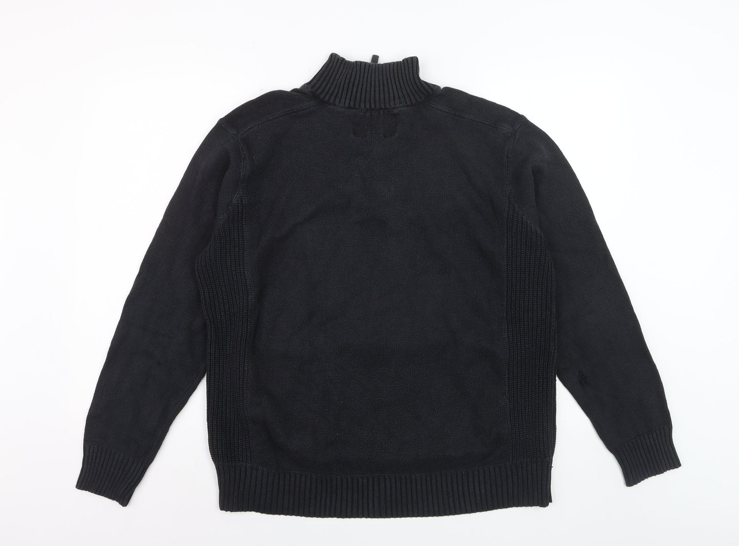 Easy Men’s Black Cotton 1/2 Zip High Neck Jumper Size L