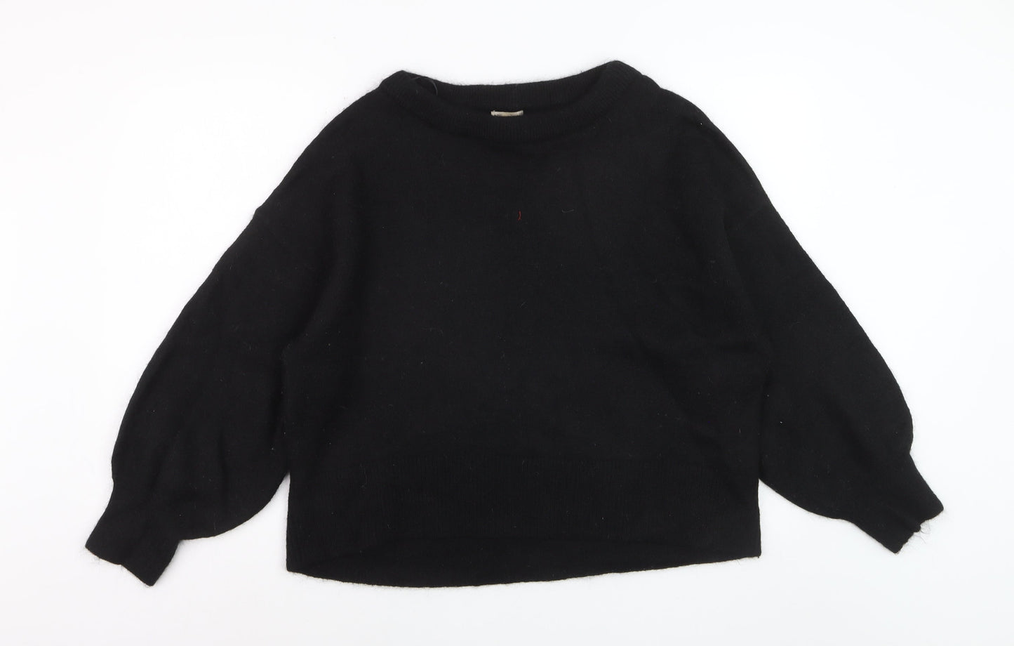 H&M Womens Black Wool Blend Crew Neck Pullover Jumper Size 12