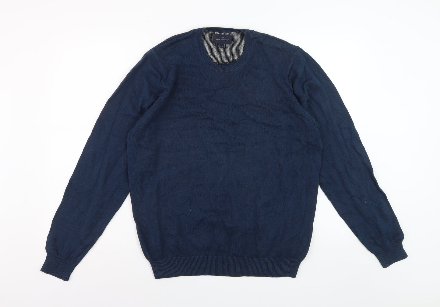Marks and Spencer Men's Blue Cotton Crew Neck Jumper Size M