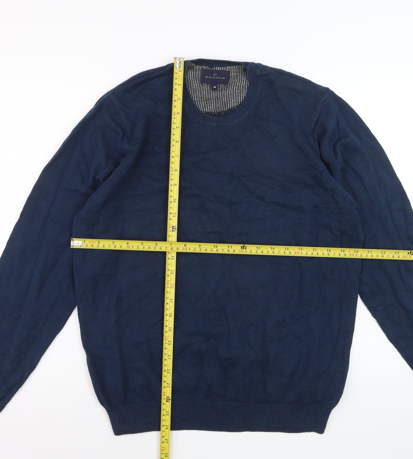 Marks and Spencer Men's Blue Cotton Crew Neck Jumper Size M