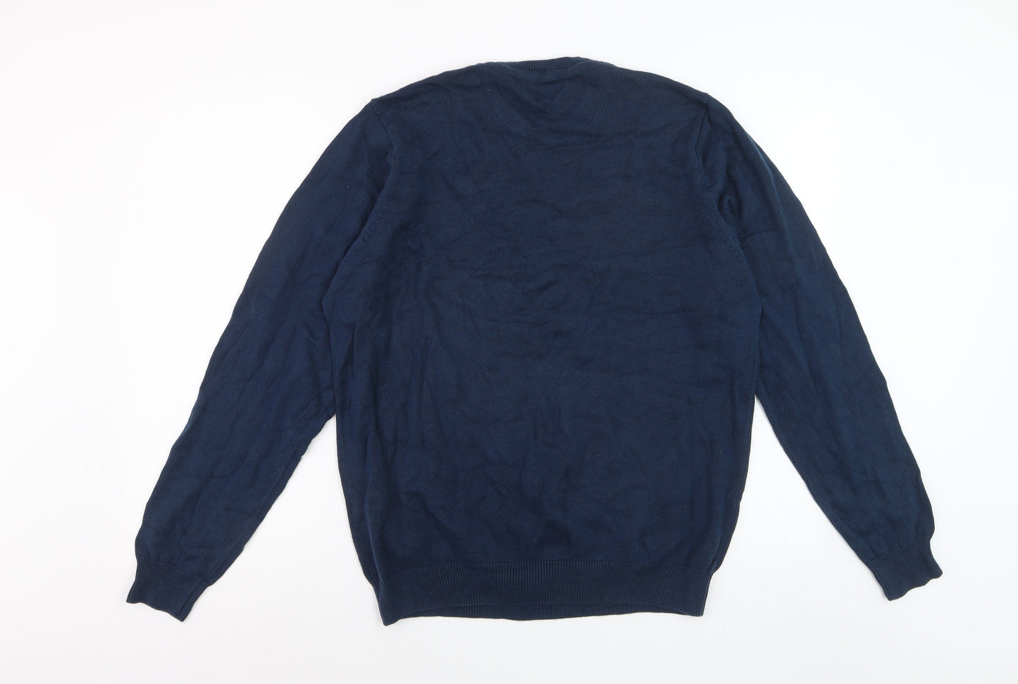 Marks and Spencer Men's Blue Cotton Crew Neck Jumper Size M