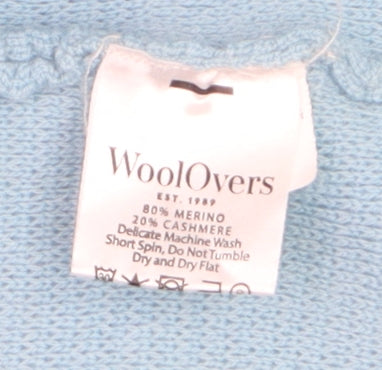 WoolOvers Women Blue Merino Cashmere Cardigan Medium