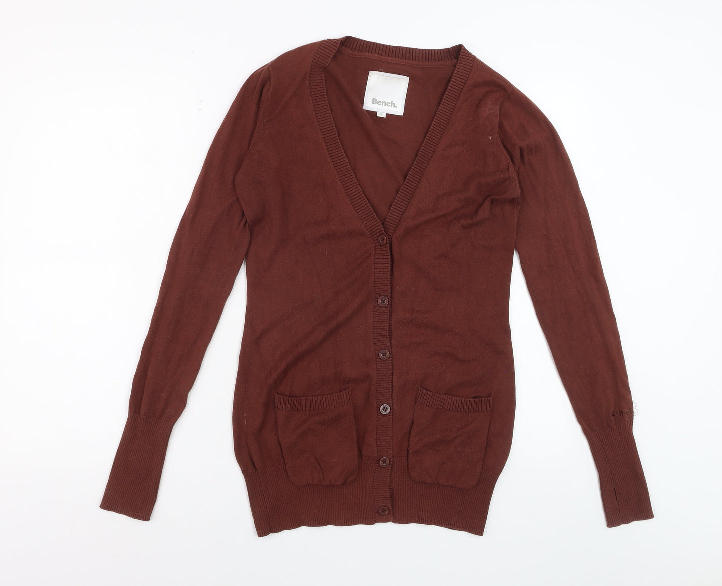 Bench Women's Brown Cotton V-Neck Cardigan Size 12