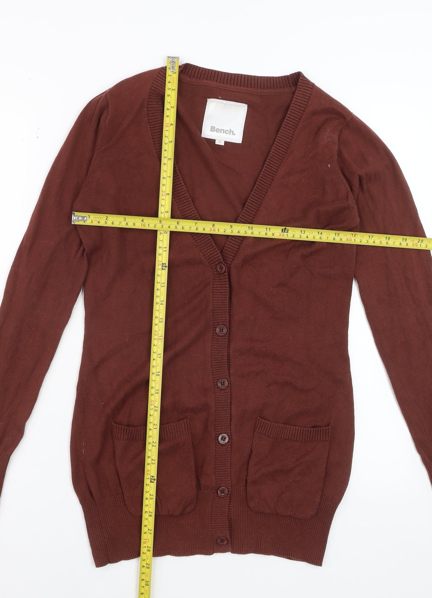 Bench Women's Brown Cotton V-Neck Cardigan Size 12