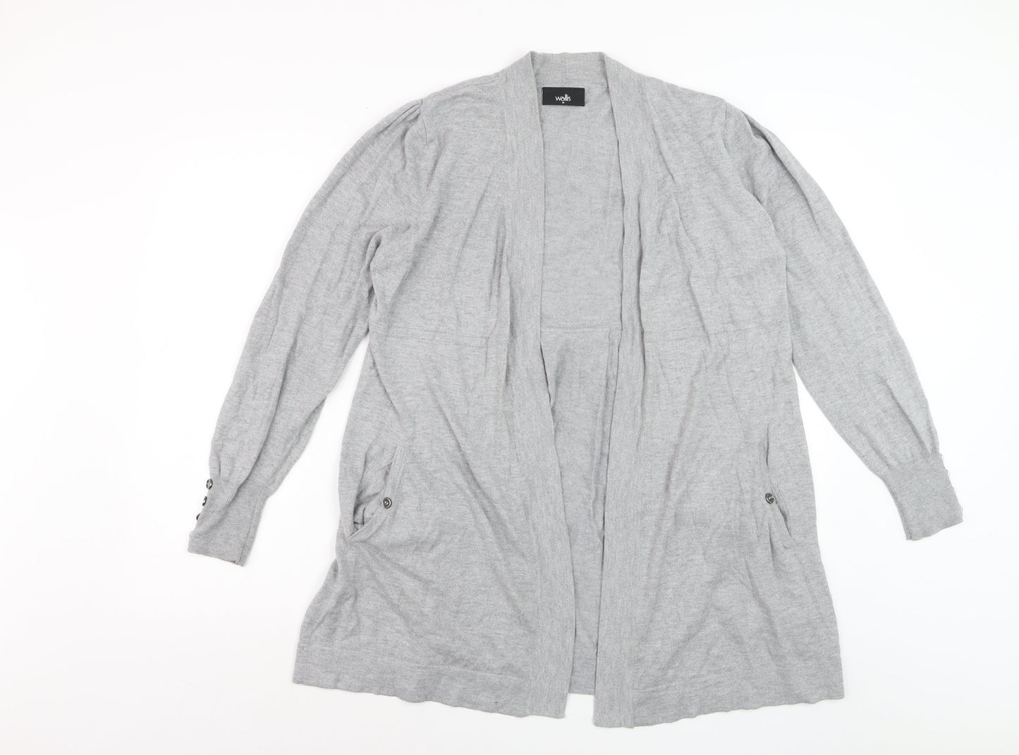 Wallis Women’s Grey Longline Cardigan Size 14 Lightweight Knit