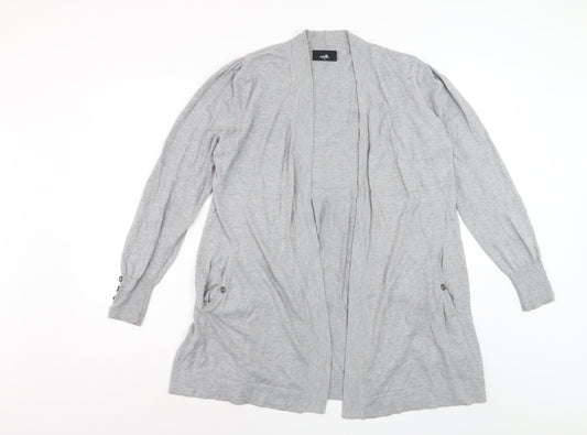 Wallis Women’s Grey Longline Cardigan Size 14 Lightweight Knit