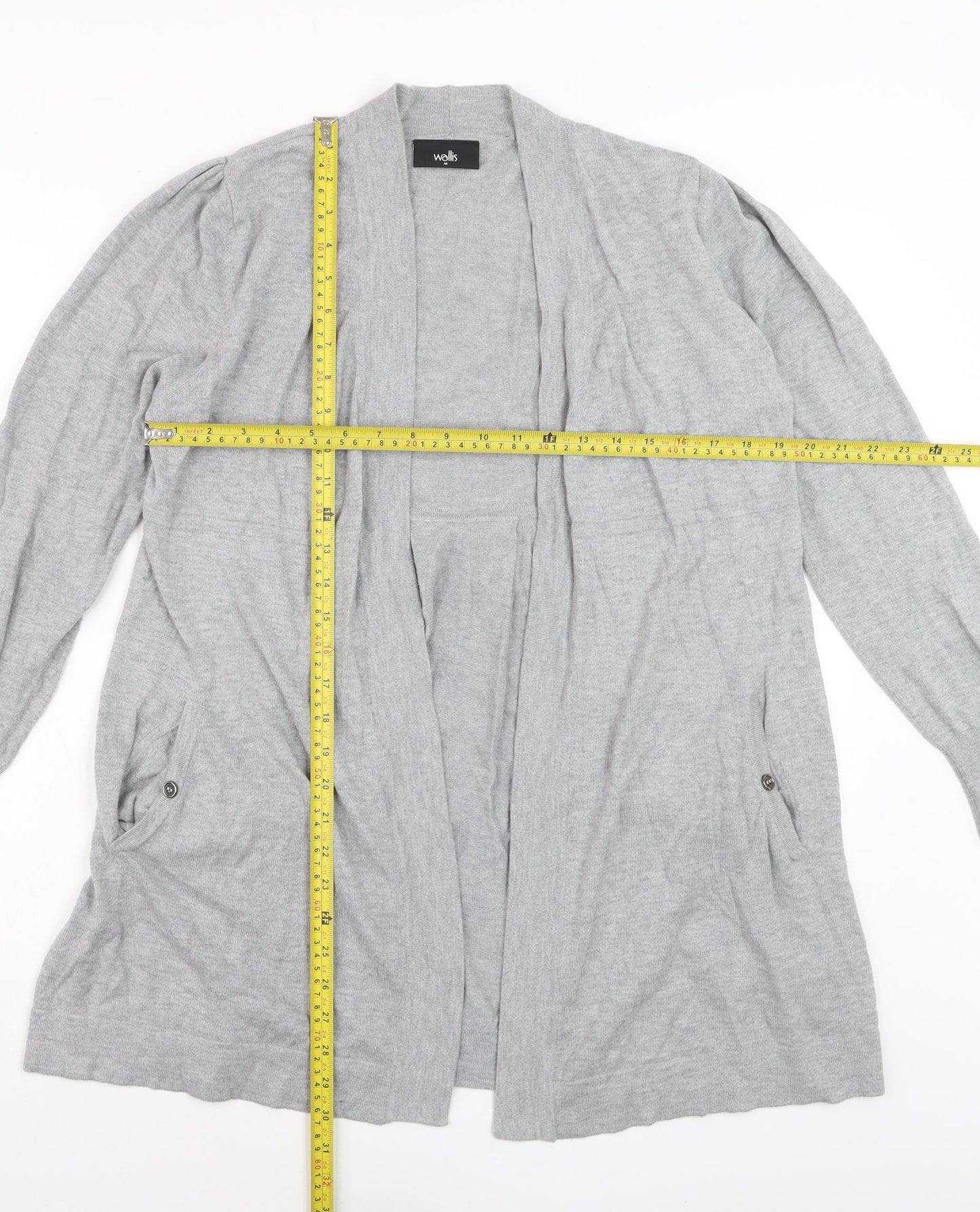 Wallis Women’s Grey Longline Cardigan Size 14 Lightweight Knit