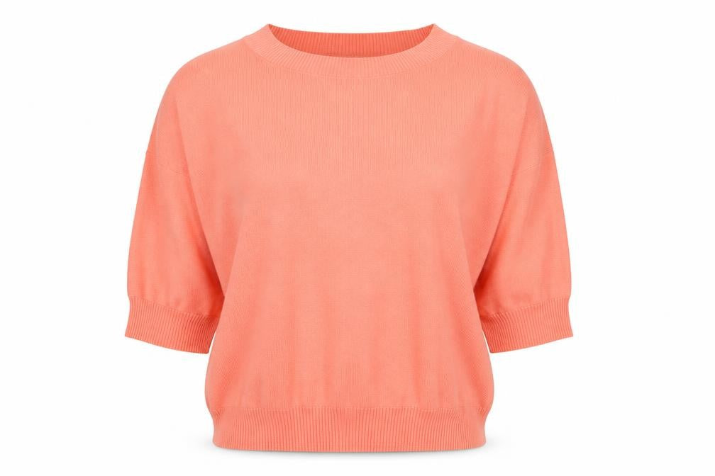 Oliver Bonas Women's Pink Knit Blouse UK 6 Relaxed Crew Neck Top