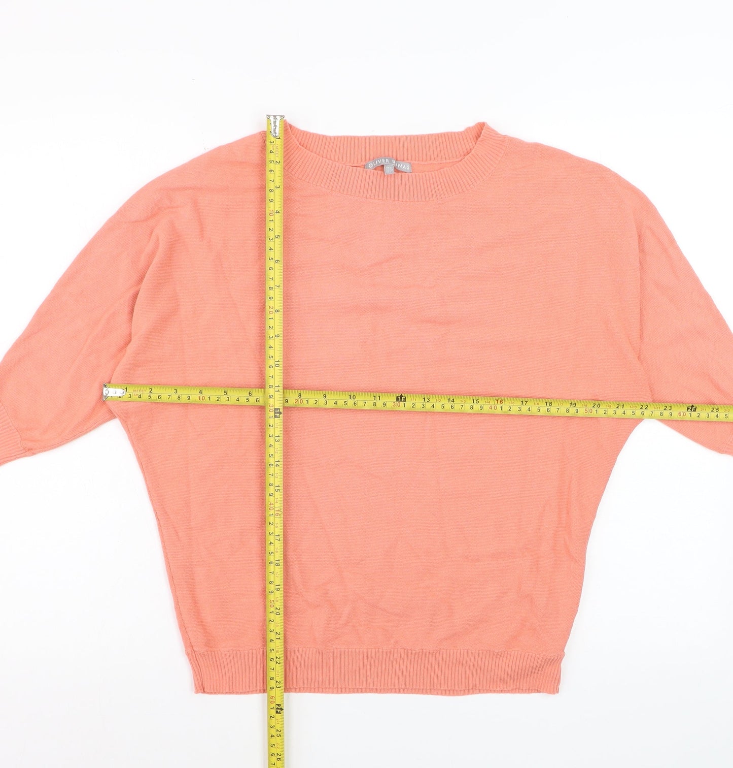 Oliver Bonas Women's Pink Knit Blouse UK 6 Relaxed Crew Neck Top