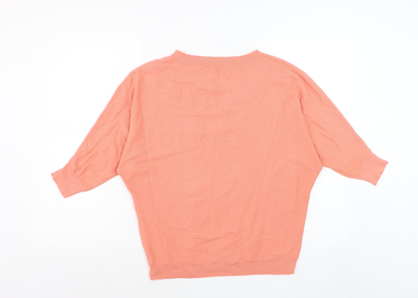 Oliver Bonas Women's Pink Knit Blouse UK 6 Relaxed Crew Neck Top