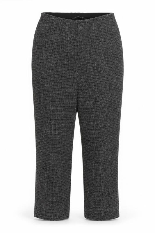 Bonmarché Women's Grey Check Straight Leg Trousers Size 16