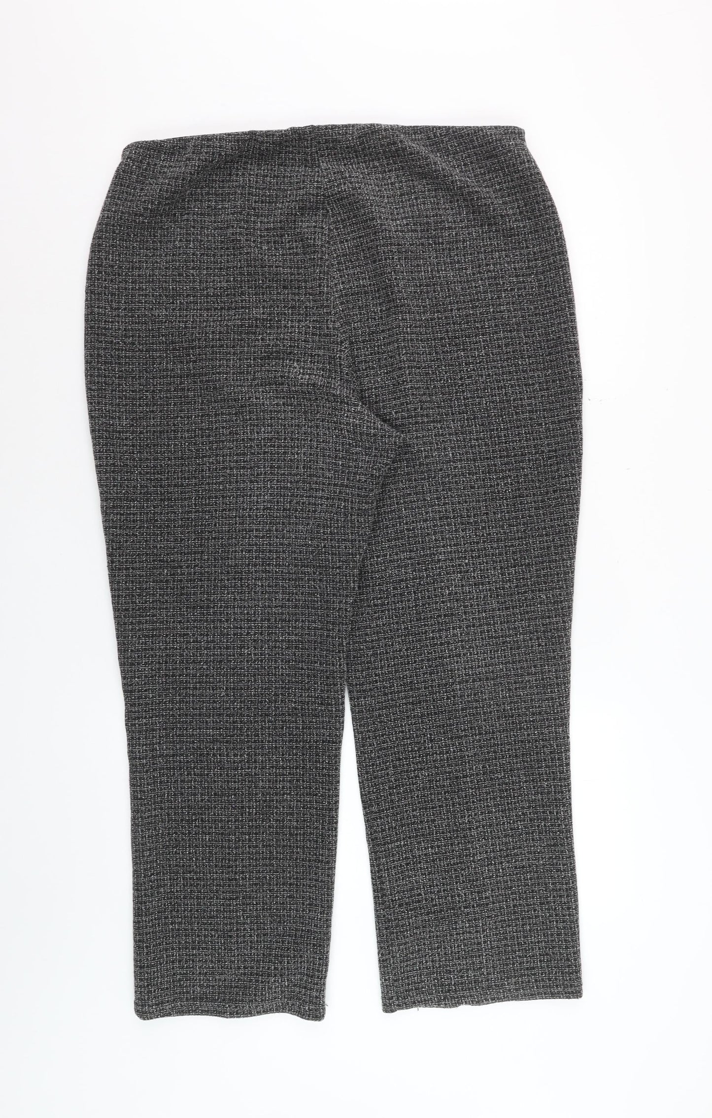 Bonmarché Women's Grey Check Straight Leg Trousers Size 16