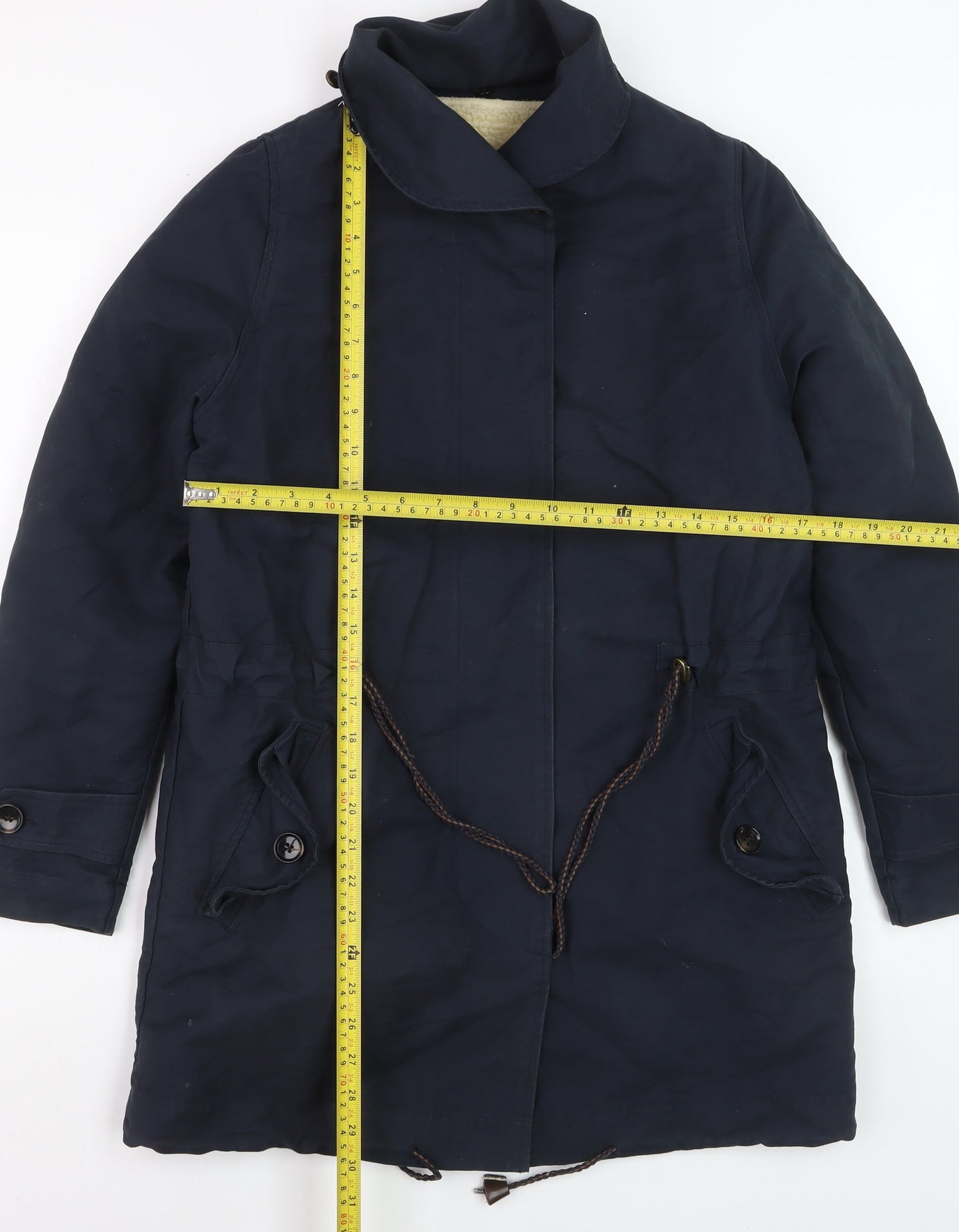 Sessùn Men's Blue XS Cotton Blend Parka Coat with Detachable Lining