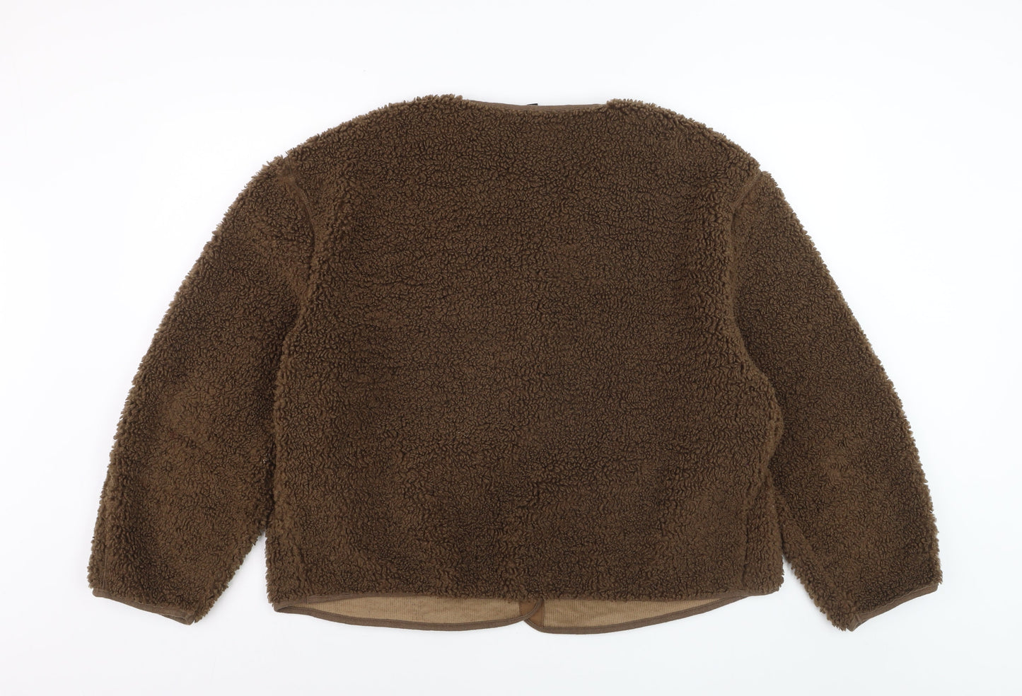 H&M Divided Women Brown Fleece Jacket Size 12 Lined Soft Shell