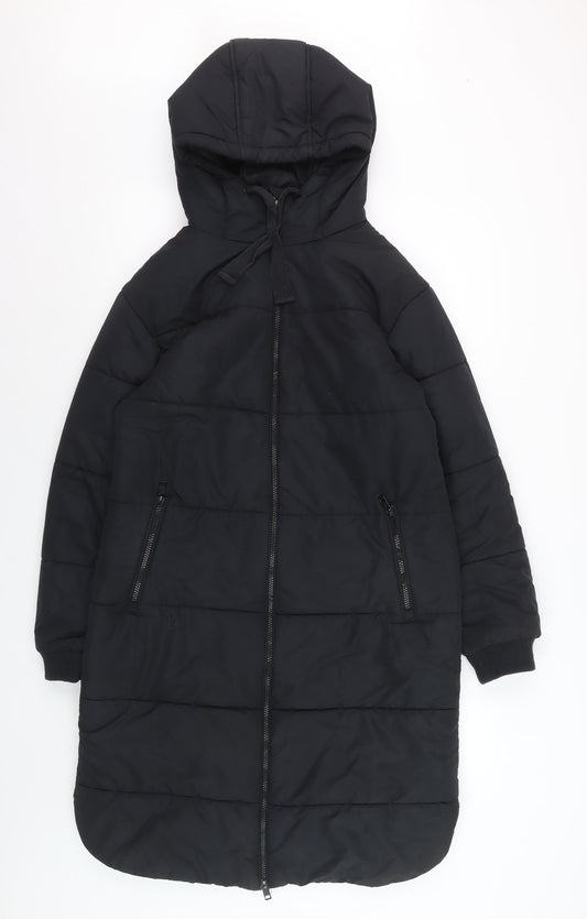 Marks and Spencer Women’s Black Long Hooded Puffer Coat Size 8